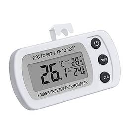 BAAD Termômetro digital de geladeira, temporizador de temperatura em tempo real com tela digital LCD, com memória Min de gancho, resistente a umidade (Branco)