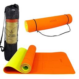 ARIMO Tapete Yoga Mat Antiderrapante TPE Ecológico Biodegradável Todos Os Tipos de Yoga/Pilates 181 x 61 cm x 6 mm (Pitanga Lines)