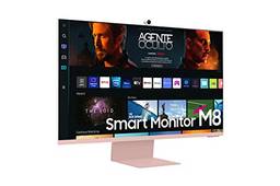 Smart Monitor Samsung 32", UHD, Plataforma Tizen™, Tap View, USB-c, Micro HDMI, Bluetooth, ajuste de altura, Alexa, Rosa, Série M8