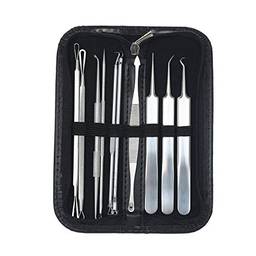 Henniu 10 pçs ferramenta removedor de cravos removedor de cravos extrator de comedões reto curvo pinças de cravos de aço inoxidável conjunto de ferramentas de remoção de espinhas acne