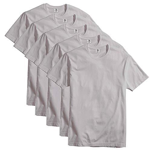 Kit Com 5 Camisetas Slim Masculina Básica Algodão Part.B (Cinza, P)