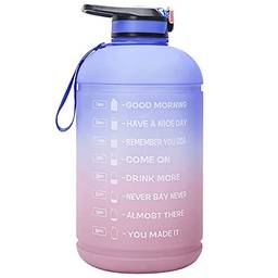 Tomshin Garrafa de água de 1 galão com marcador de tempo BPA FREE 3.78L Garrafa esportiva com canudo para academia de ginástica, esportes, camping, ciclismo