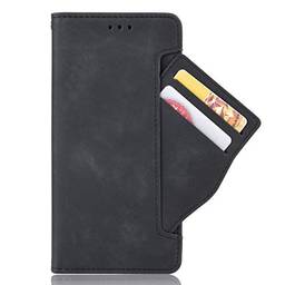Zl One Compatível com/Substituição para Capa de telefone Xiaomi Redmi Note 9s / Note 9 Pro/Note 9 Pro Max Couro PU Proteção Cartão Slots Capa carteira Flip Cover (Preta)