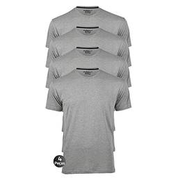 Kit 4 Camisetas Masculinas Básica Lisa Slim Algodão 30.1 Premium Cor:Cinza:Cinza:Cinza:Cinza;Tamanho:P