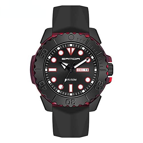 SANDA Relógios Masculinos Moda Marca De Luxo Moda Militar Relógios Masculinos à Prova D'água Quartzo Relógio (Black Red)