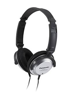 Panasonic Fones de ouvido estéreo com porta XBS, controlador de volume integrado e design leve dobrável - RP-HT227-K (preto e prata)