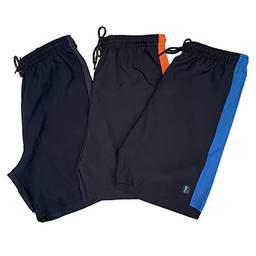 Kit 3 Bermudas Masculinas Dry Fit Polo Marine - Shorts Esportivo Academia Fitness (GG, Kit 01 - Preto, laranja e azul)