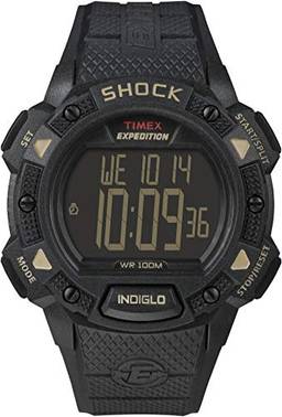 Timex Relógio masculino Expedition Digital Shock Cat com pulseira de resina, Blackout, Relógio Temporizador de Choque com Cronógrafo ExPEDITION