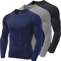 Kit 3 Camisas Térmicas Masculinas Proteção UV NovaStreet Cor:Preta, Cinza e Azul Marinho;Tamanho:G
