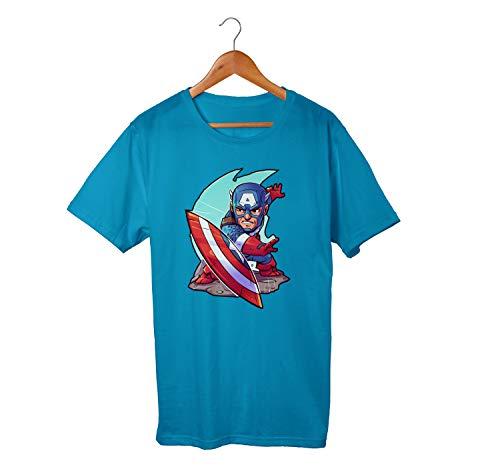 Camiseta Unissex Avengers Capitão America Escudo Geek Marvel (GG, AZUL)