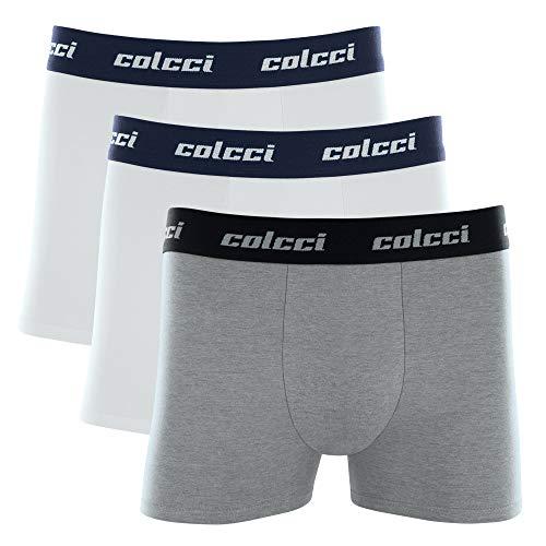Cuecas Kit 3 Boxer, Colcci, Masculino, Branco/Cinza Mescla, M