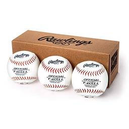 Bolas de beisebol juvenis ou treinamento Rawlings, caixa com 3 bolas de tball, TVBBOX3, branca, tamanho oficial