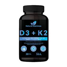 Vitamina D3 + K2 (MK-7) Suporte imunológico, função muscular e sistema cardiovascular - 1 Pote com 30 Cápsula de 480mg