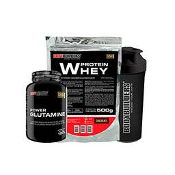 KIT Whey Protein 500g + Power Glutamina 100g + Coqueteleira - Bodybuilders…