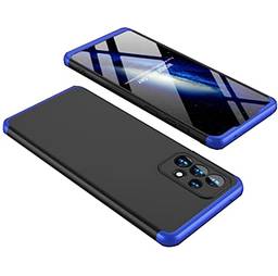 Capa Capinha Anti Impacto 360 Compatível com Galaxy A52s A52 5g com Tela de 6.5" Polegadas Case Acrílica Fosca Acabamento Slim Macio (Preta com Azul)