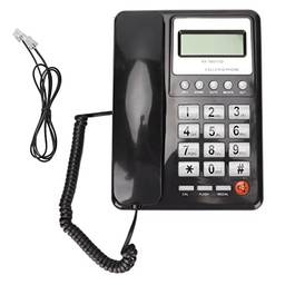 Telefone com fio de mesa com identificador de chamadas, sistema duplo FSK DTMF Telefone fixo com display LCD Telefones fixos com função de rediscagem Função de pré-discagem e função de(Preto)