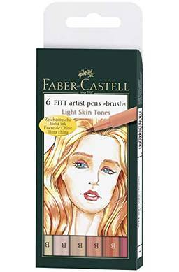 Canetas Artísticas Pitt Ponta Pincel (B) 6 Cores Tons de Pele, A&G Faber-Castell