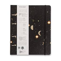 Cicero Caderno Criativo Organizador Argolado Astral Pautado 17x24 Galáxia, Colorido, Grande