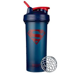 Garrafa misturadora clássica V2 da Liga da Justiça da BlenderBottle perfeita para shakes de proteína e pré-treino, 800 ml, Super-Homem