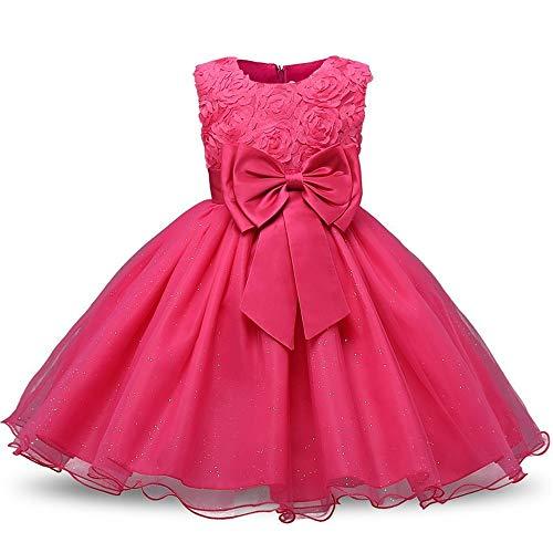 Vestido de princesa floral para meninas, vestido de verão, tutu, festa de aniversário para meninas, fantasia infantil, design de formatura, Vermelho rosa, 9