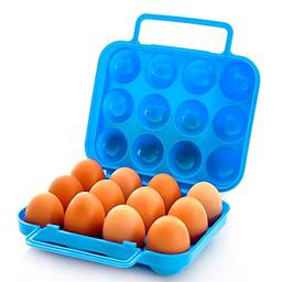 Porta Ovos Organizador Plástico 12 Cavidades Geladeira Maleta Viagem Acampamento Passeios (Azul)