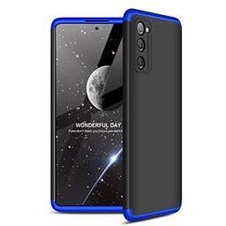 SHUNDA Capa para Samsung Galaxy S20 FE, ultrafina 3 em 1 híbrida 360° capa protetora completa fosca destacável anti-arranhões capa rígida para Samsung Galaxy S20 FE 6,5" - Azul + Preto