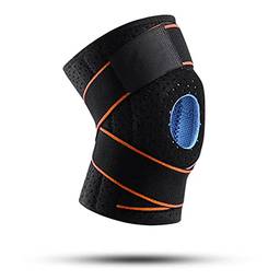 Joelheira esportiva cinta de joelho ajustável bandagem protetora de joelho com suporte de mola Orange