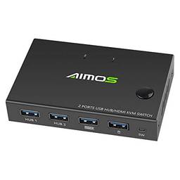 Houshome AM-KVM201CC 2 portas HDMI KVM Switch Suporte 4K * 2K @ 30Hz HDMI KVM Switcher Teclado Mouse USB