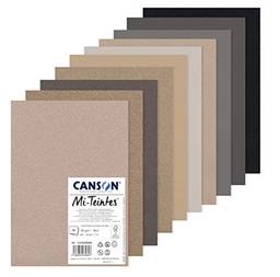 CANSON Mi-Teintes, Folhas Soltas de Papel de Cor 160g/m², Cores Cinza, Tamanho A4