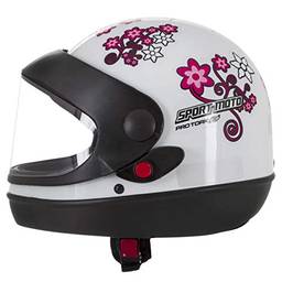 Pro Tork Capacete Sport Moto For Girls 58 Branco/Rosa