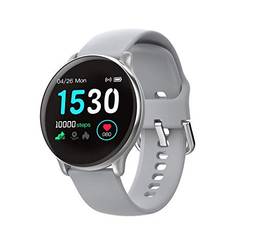 Relógio Inteligente, com Monitor Cardíaco, Sono, Pressão e Sangue, para iOS e Android - Cinza