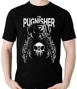 Camiseta Geek Pugnisher Pug justiceiro Parodia Cachorro