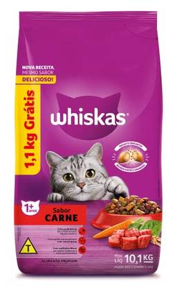 Ração Whiskas Carne Gatos Adultos 10.1 kg (LEVE 10.1kg PAGUE 9kg)