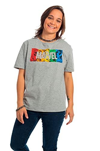 Camiseta Manga Curta Marvel Pride, Feminino, Cativa, Cinza, GG