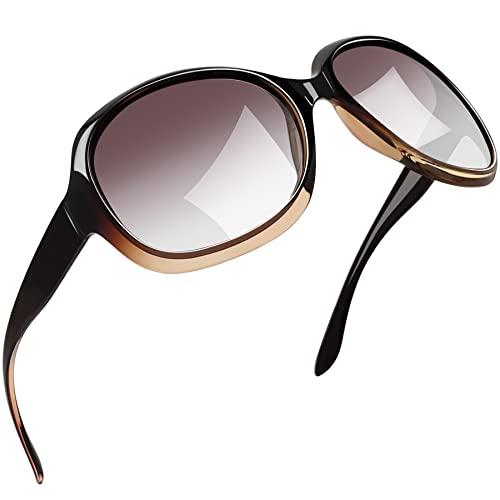 Óculos de Sol Feminino Polarizados Joopin Armação Grande óculos Escuros para Mulheres Vintage Senhoras Tons (Moda Gradiente Marrom)