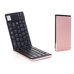 Btuty Teclado sem fio GK228 BT 66 teclas dobráveis mini teclado portátil de escritório com suporte Compatible with telefone/tablet/laptop rosa ouro