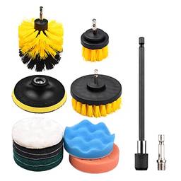 Homesen 12 pçs/conjunto escova de furadeira elétrica kit de escova de limpeza kit de limpeza de escova de limpeza escova de limpeza para carpete vidro carro limpo