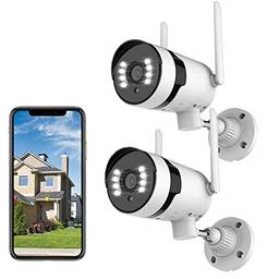 BAAD Câmeras de vigilância Câmera de vigilância doméstica, detecção de movimento PIR, visão noturna, áudio bidirecional, IP66 à prova d'água 220V EU Plug (2 câmera)