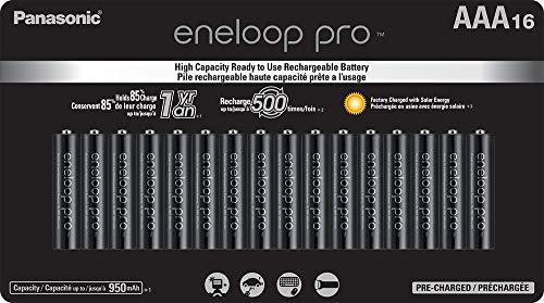 Baterias recarregáveis pré-carregadas de alta capacidade Ni-MH eneloop pro AAA Panasonic BK-4HCCA16FA, pacote com 16 baterias