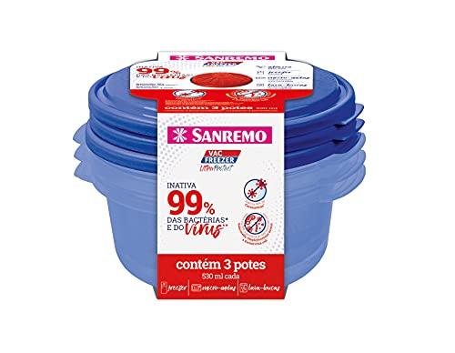 Conjunto com 3 Potes Plástico Ultraprotect de 530ml, Linha Vac Freezer, Sanremo.