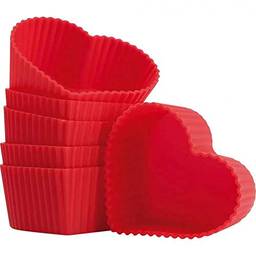 Yangzi Linha Confeito, Kit Formas De Silicone Para Cupcake Coração Vermelha 6 unidades, 6cm