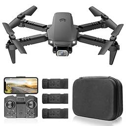 Miaoqian X1 RC Drone com Câmera 4K WiFi FPV Mini Quadricóptero Dobrável com Função Trajetória Voo Modo sem Cabeça Voo 3D com Bolsa de Armazenamento 3 Bateria
