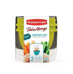 Rubbermaid Recipientes de armazenamento de alimentos TakeAlongs, 2 xícaras tamanho – 2 tampas, bandejas e recipientes 7S87
