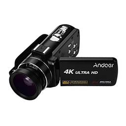 Bonnu 4K Handheld DV Câmera de Vídeo Digital Profissional CMOS Sensor Camcorder com Lente Grande Angular de 0,45X com Macro Hot Shoe Mount Monitor IPS de 3,0 Polegadas Fotografar Burst Função Anti-Agitação
