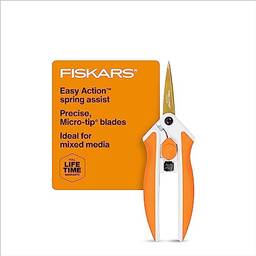 Fiskars Tesoura de titânio 190520-1001 Micro Tip Easy Action Scissors 15,24 cm, laranja