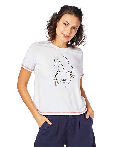 Camiseta Stretch conforto estampada, Malwee, Femenino, Branco, PP