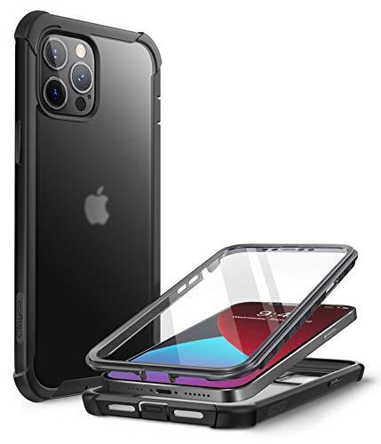 Clayco Forza Series Case for iPhone 12 Pro Max 6.7 inch (2020 Release), Full-Body Rugged Cover with Built-in Screen Protector Compatible with Fingerprint Reader (Black)