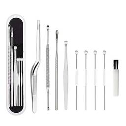 HEALLILY 8pcs/ set Stainless Steel Ear Wax Pickers Cleaner Ear Wax Removal Tools Set Ear Picks Wax Removal Tweezers Ear Pick Clean Tool with Storage Box ( Silver )