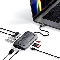 Satechi Adaptador multiportas USB4 - Carregamento USB-C PD, Gigabit Ethernet, USB-C Data, até 8K HDMI – Compatível com MacBook Pro M1 Pro e Max 2020, MacBook Air/Pro M1, Mac Mini M1, iMac M1, iMac M1