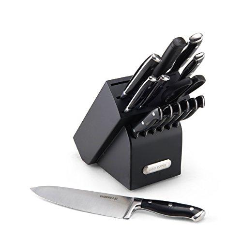 Farberware Conjunto de blocos de facas forjadas triplamente rebitadas 15 peças, preto